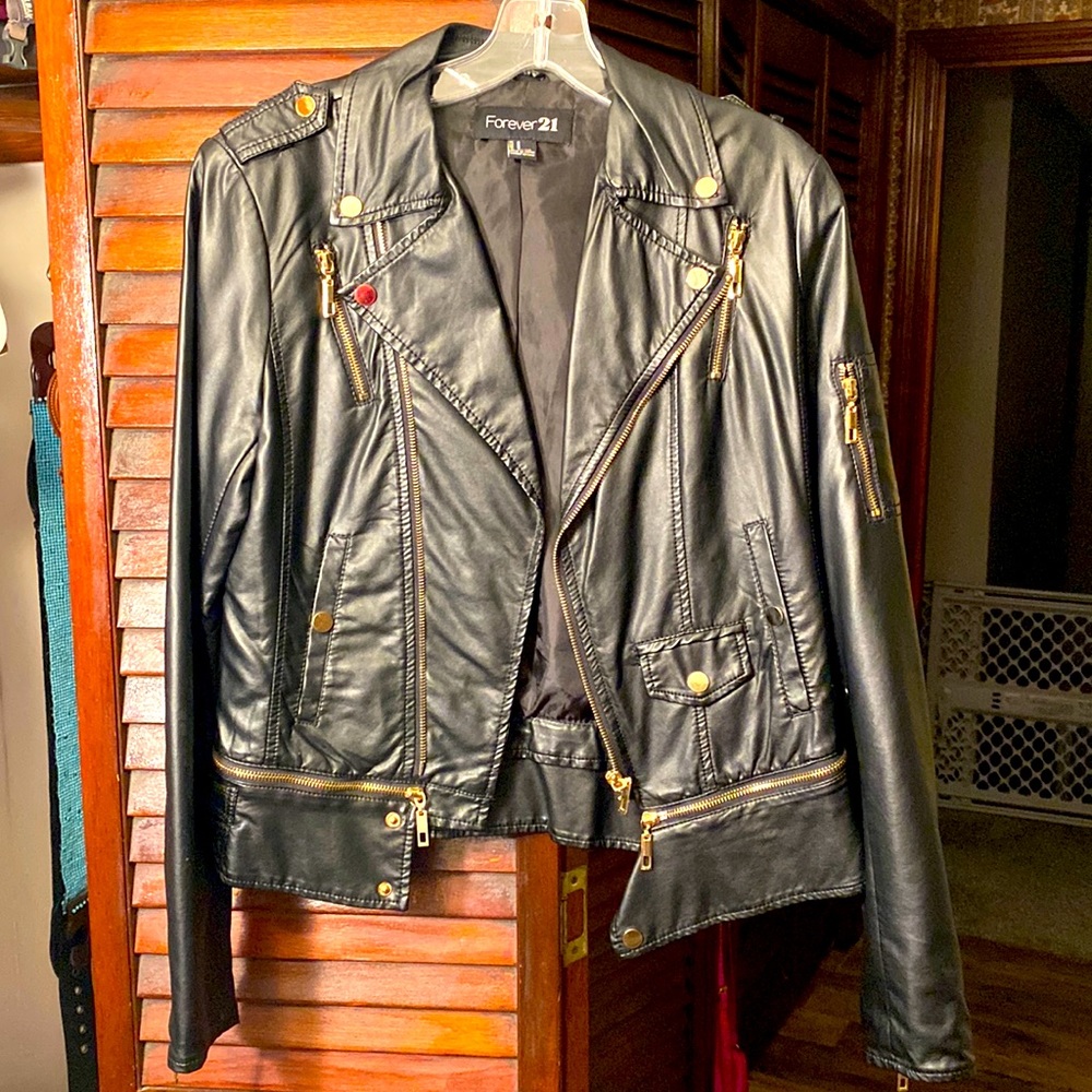 Fake leather bomber jacket